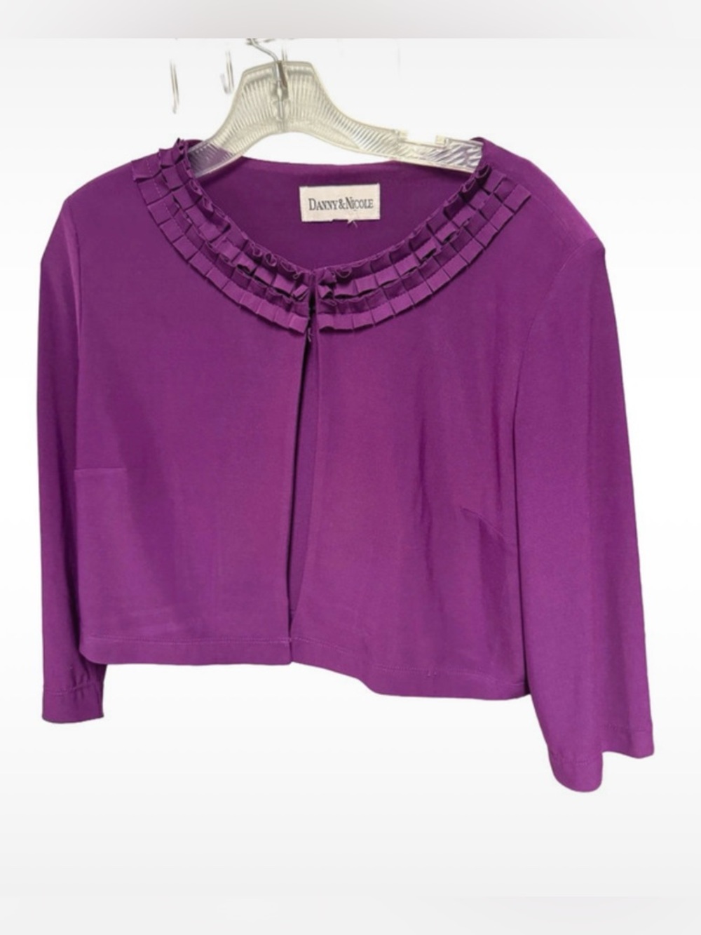 Danny & Nicole Women’s Size 12 Purple Ruffled Collar Cropped Blazer